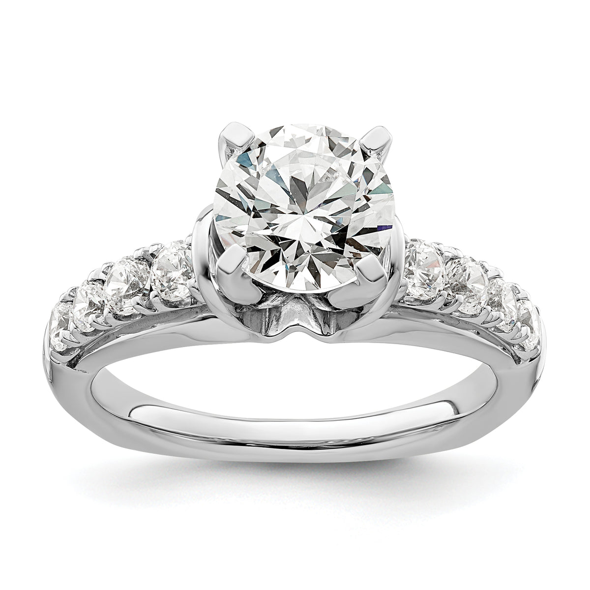 14k White Gold 1/2 carat Lab Grown Diamond VS/SI+ G+ 1 1/2 carat Center Round Semi Mount Shared Prong Engagement Ring