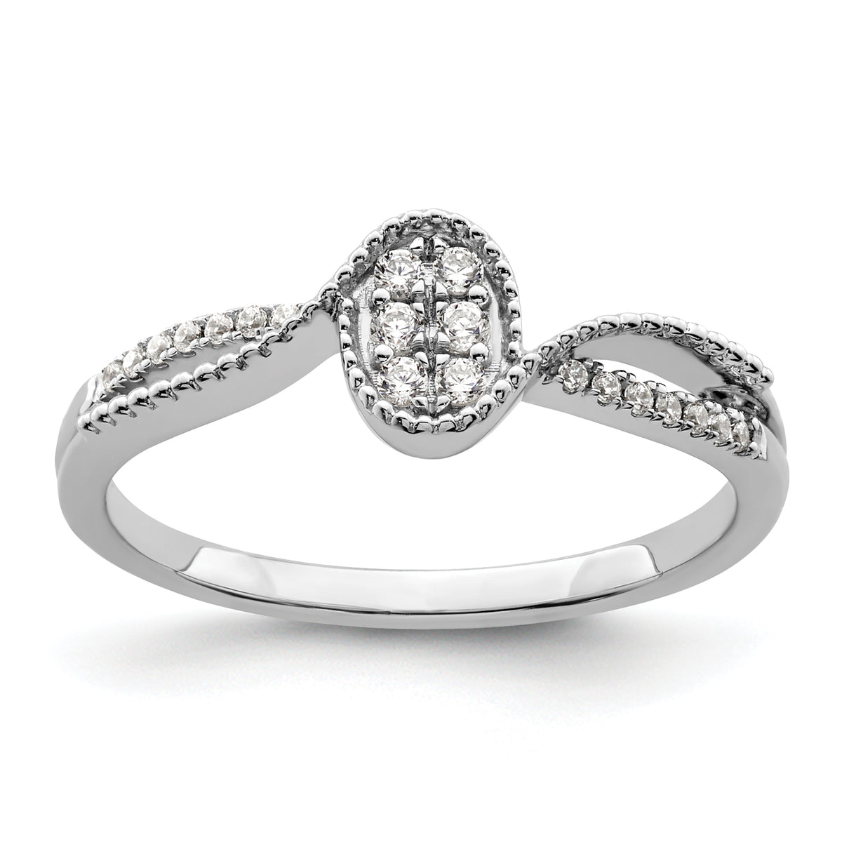 14K White Gold First Promise Lab Grown VS/SI+ G+ Dia Small Cluster Promise