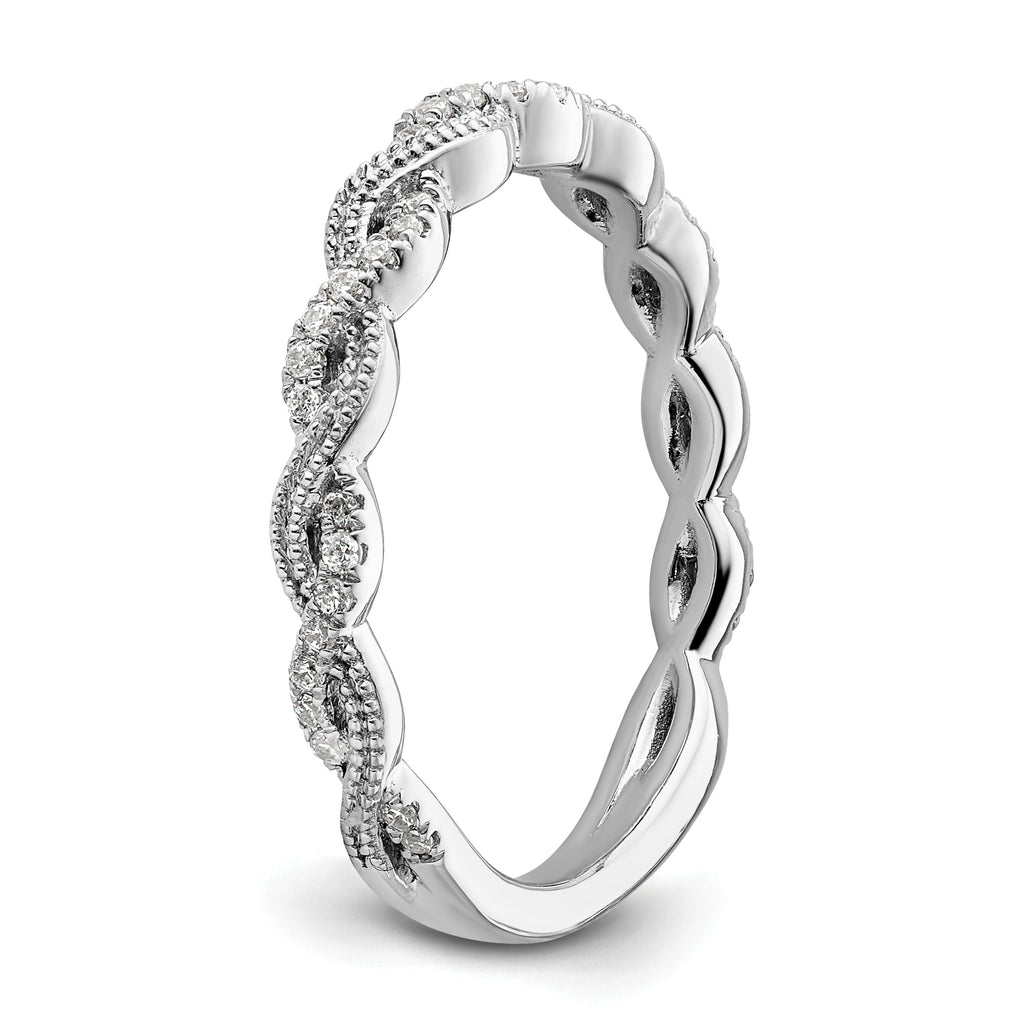 14k White Gold 1/6 carat Lab Grown Diamond VS/SI+ G+ Complete Wedding Band