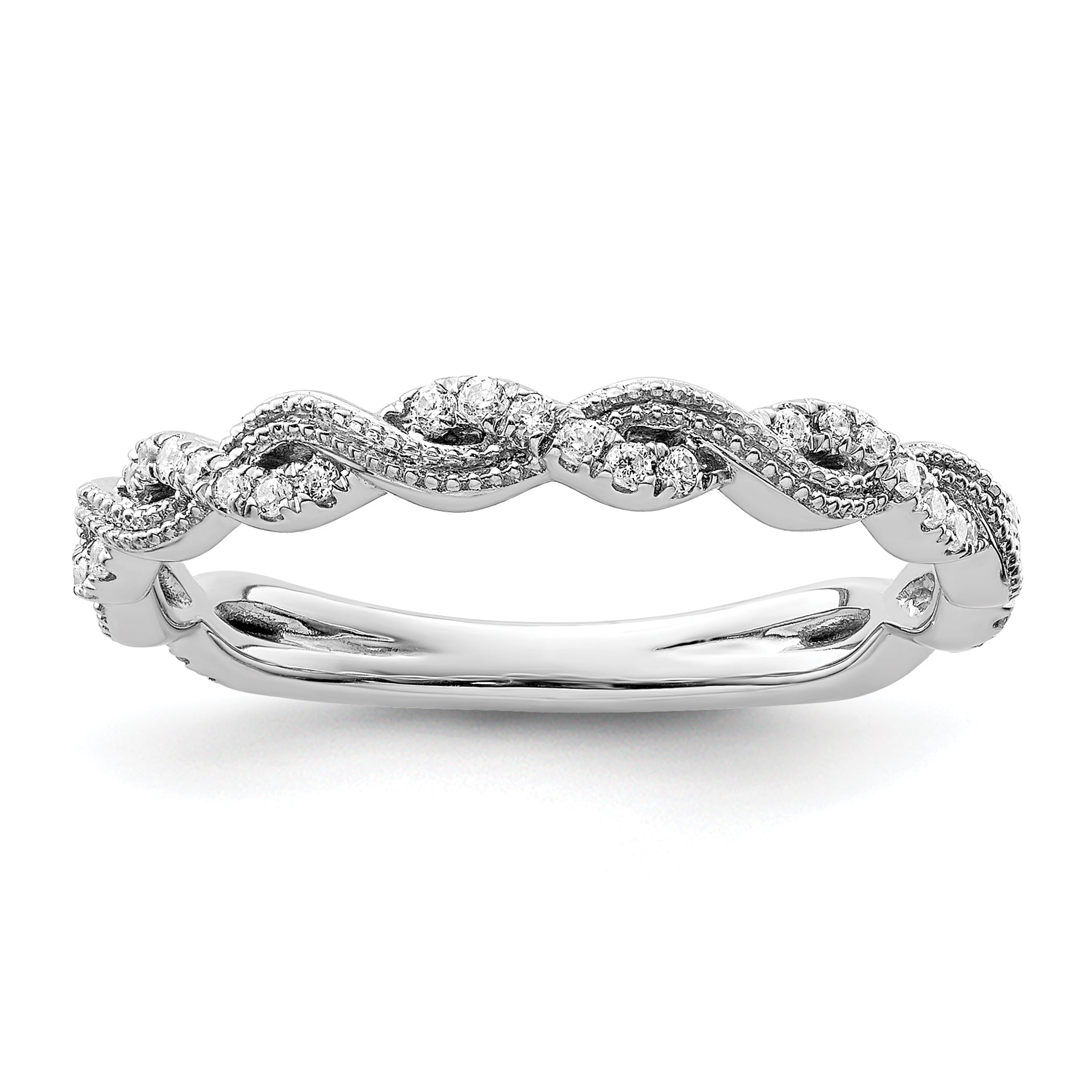 14k White Gold 1/6 carat Lab Grown Diamond VS/SI+ G+ Complete Wedding Band Main image