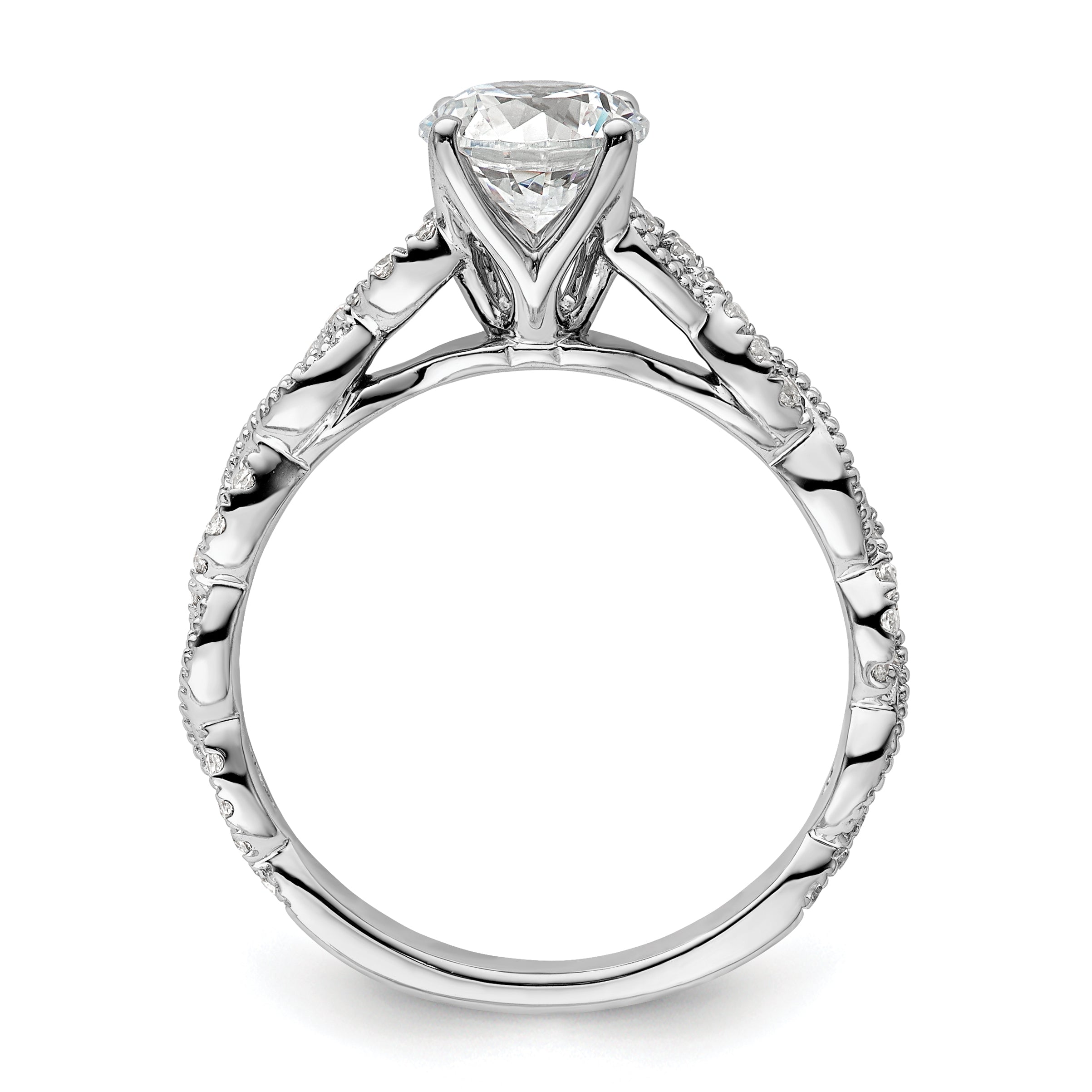 14k White Gold 1/5 carat Lab Grown Diamond VS/SI+ G+ 1 carat Center Round Semi Mount Engagement Ring