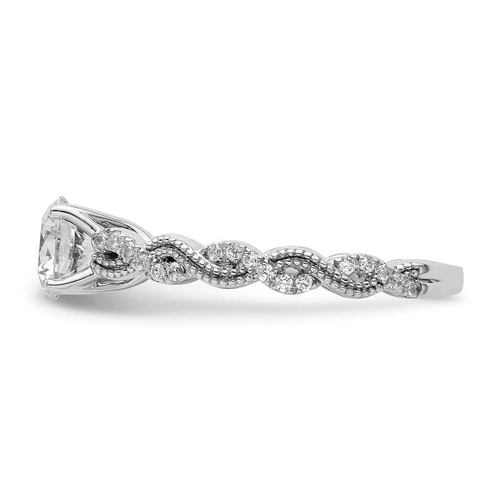14k White Gold 1/5 carat Lab Grown Diamond VS/SI+ G+ 1 carat Center Round Semi Mount Engagement Ring