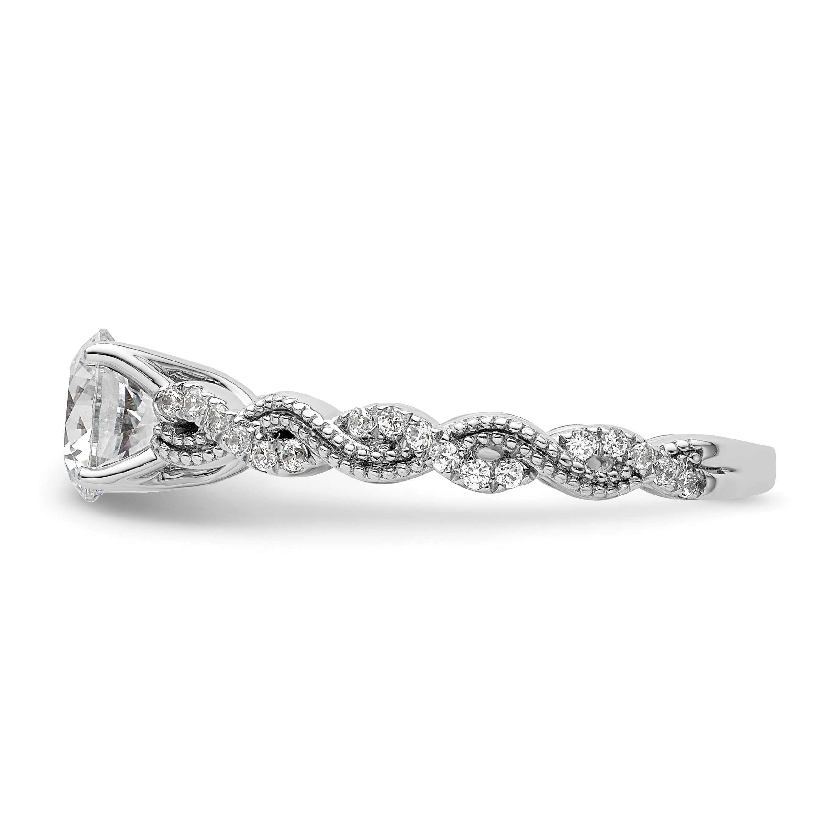14k White Gold 1/5 carat Lab Grown Diamond VS/SI+ G+ 1 carat Center Round Semi Mount Engagement Ring