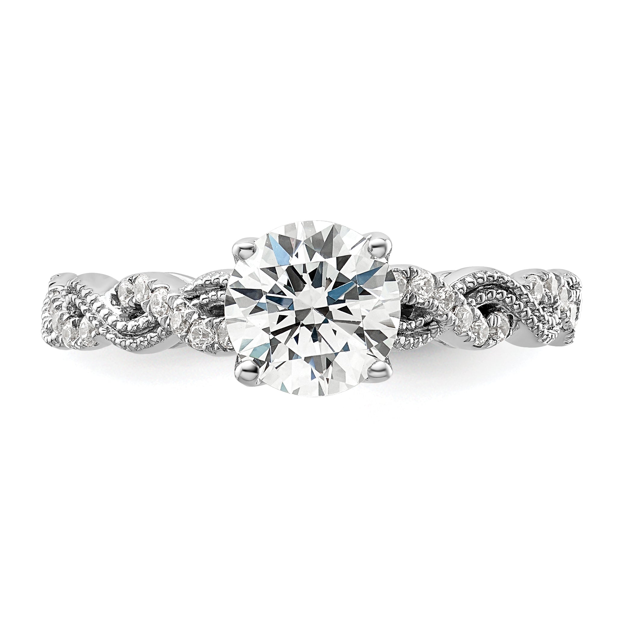 14k White Gold 1/5 carat Lab Grown Diamond VS/SI+ G+ 1 carat Center Round Semi Mount Engagement Ring