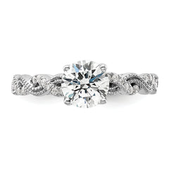 14k White Gold 1/5 carat Lab Grown Diamond VS/SI+ G+ 1 carat Center Round Semi Mount Engagement Ring