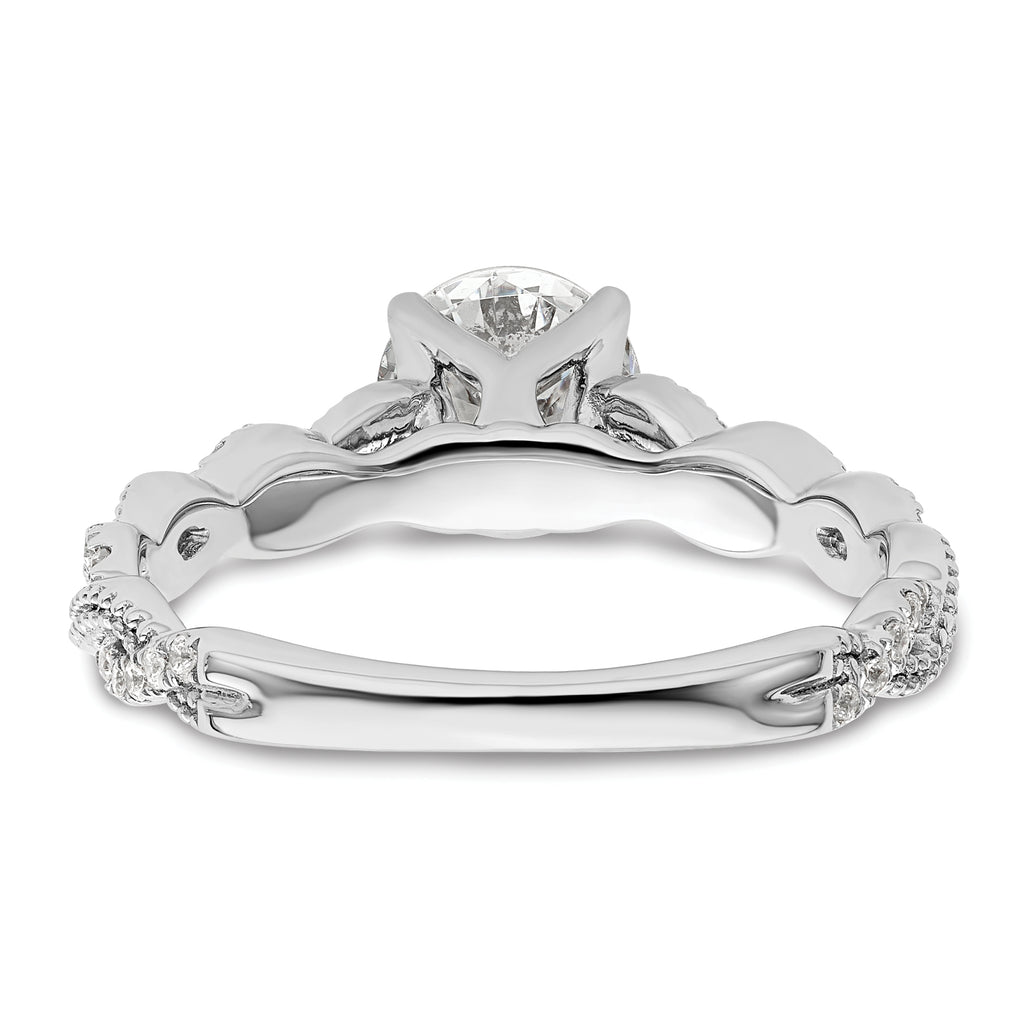 14k White Gold 1/5 carat Lab Grown Diamond VS/SI+ G+ 1 carat Center Round Semi Mount Engagement Ring