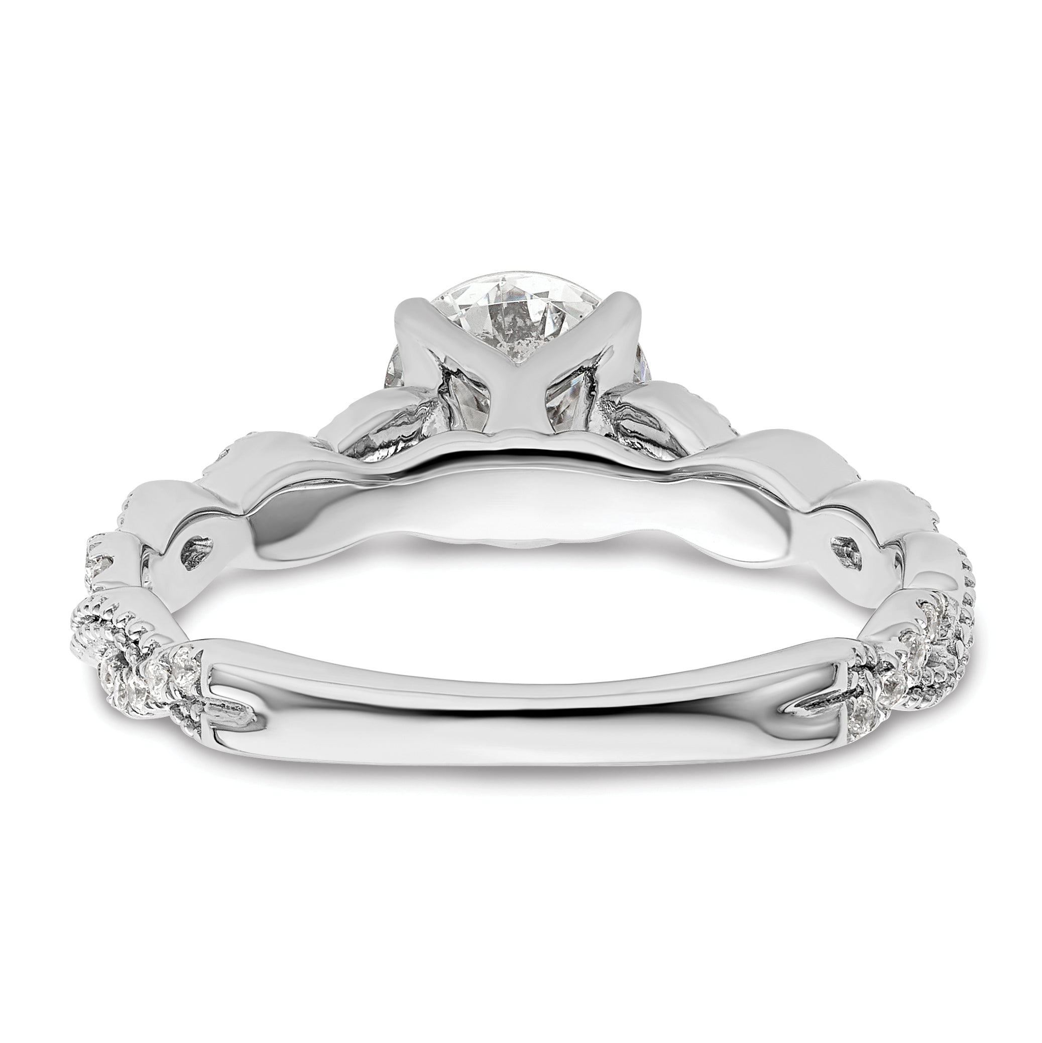 14k White Gold 1/5 carat Lab Grown Diamond VS/SI+ G+ 1 carat Center Round Semi Mount Engagement Ring