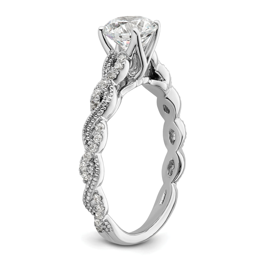 14k White Gold 1/5 carat Lab Grown Diamond VS/SI+ G+ 1 carat Center Round Semi Mount Engagement Ring