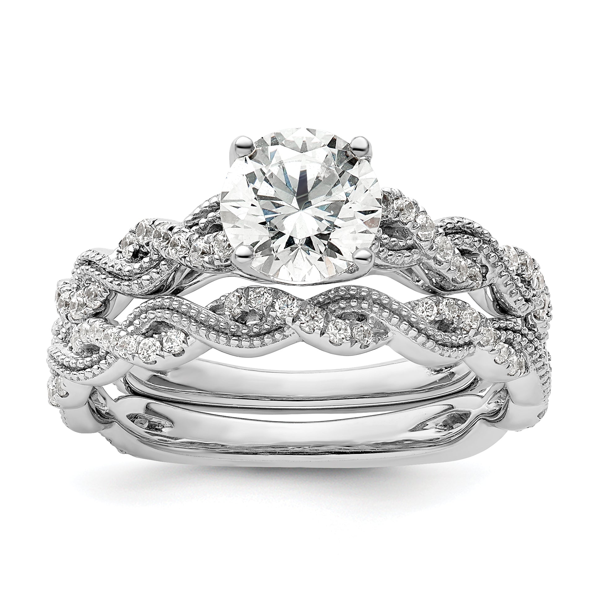 14k White Gold 1/5 carat Lab Grown Diamond VS/SI+ G+ 1 carat Center Round Semi Mount Engagement Ring