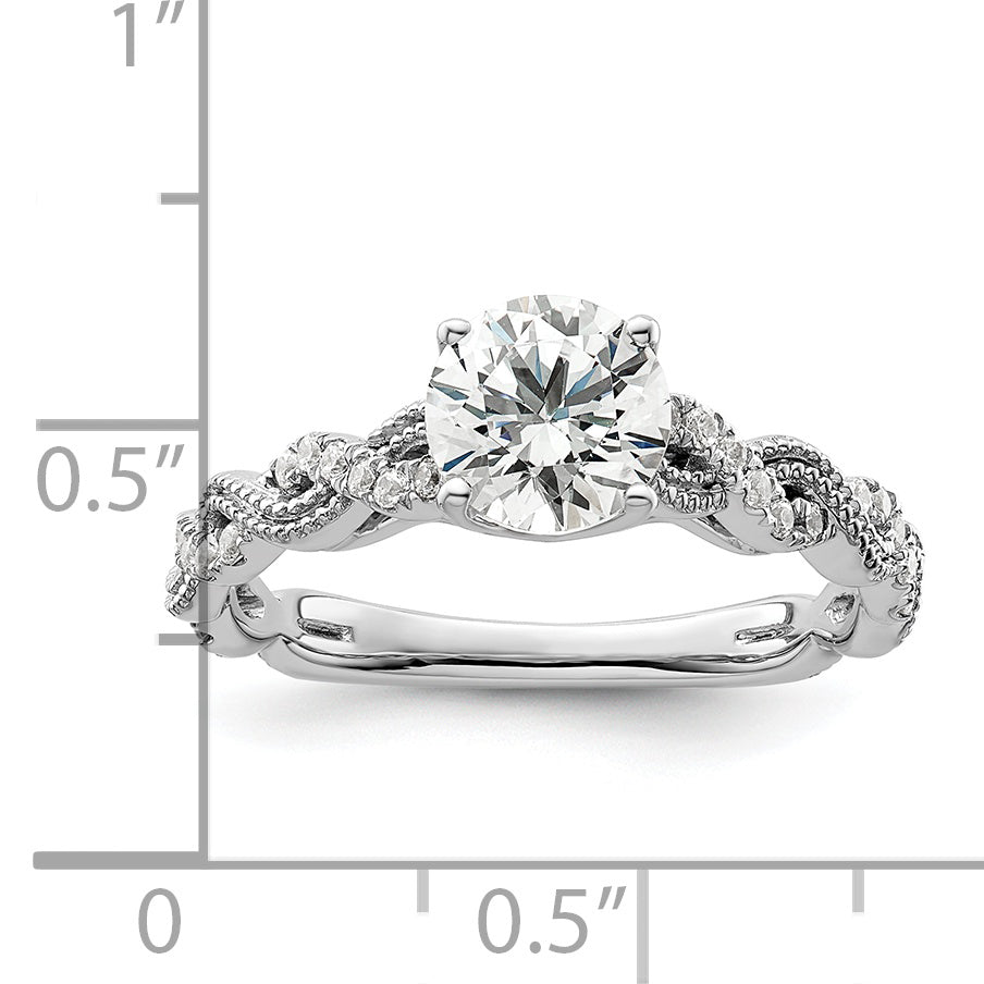 14k White Gold 1/5 carat Lab Grown Diamond VS/SI+ G+ 1 carat Center Round Semi Mount Engagement Ring