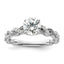 14k White Gold 1/5 carat Lab Grown Diamond VS/SI+ G+ 1 carat Center Round Semi Mount Engagement Ring