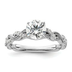 14k White Gold 1/5 carat Lab Grown Diamond VS/SI+ G+ 1 carat Center Round Semi Mount Engagement Ring