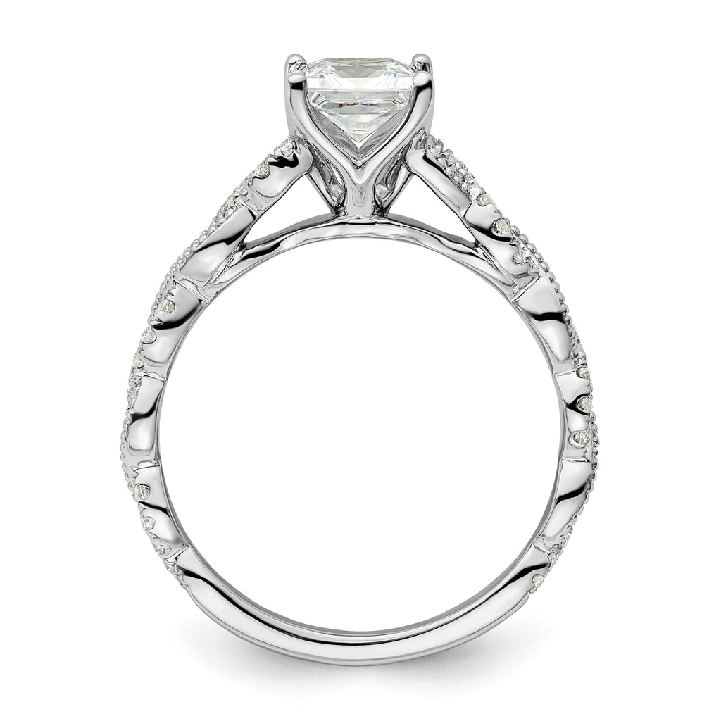 14k White Gold 1/5 carat Lab Grown Diamond VS/SI+ G+ 1 carat Center Princess Semi Mount Engagement Ring