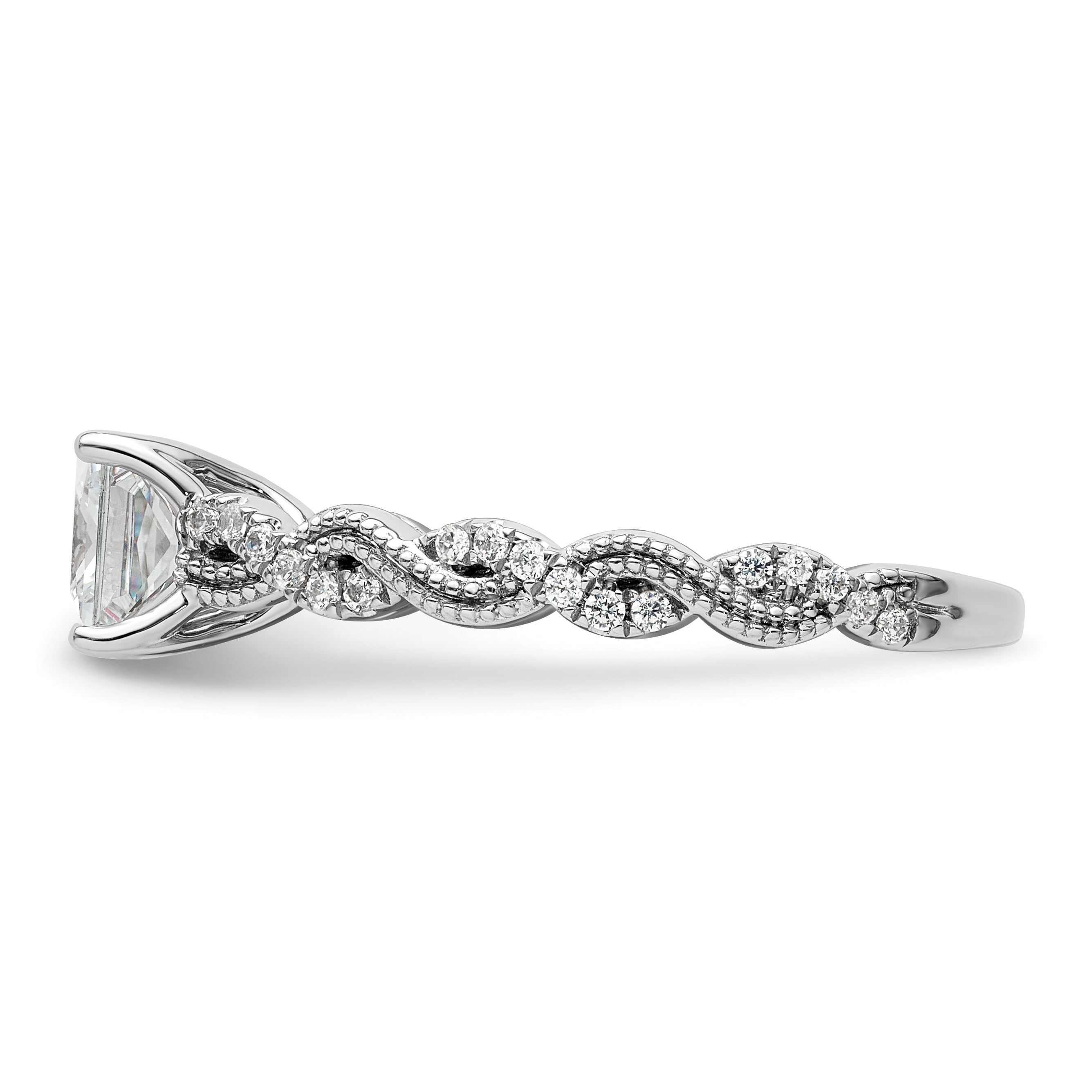 14k White Gold 1/5 carat Lab Grown Diamond VS/SI+ G+ 1 carat Center Princess Semi Mount Engagement Ring