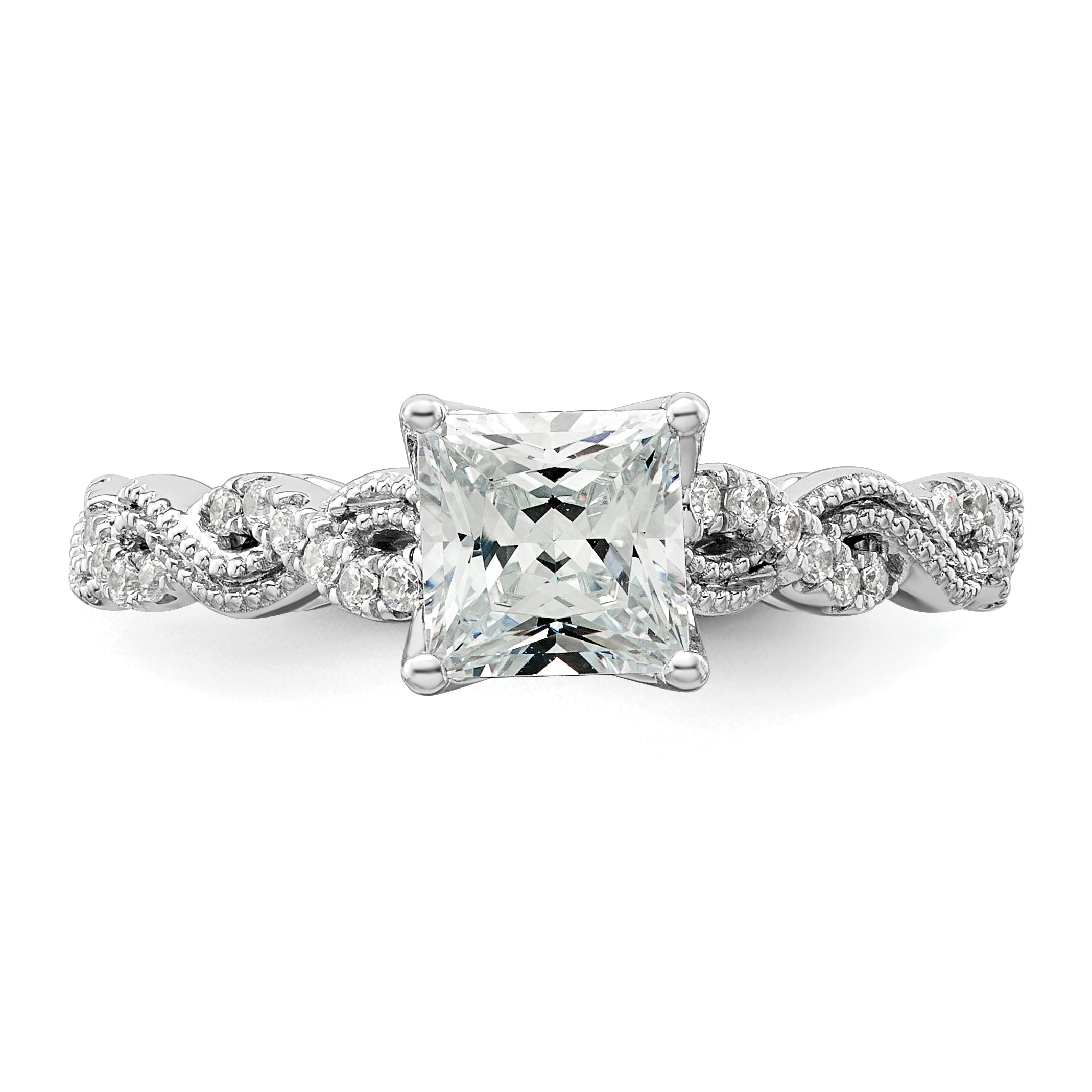 14k White Gold 1/5 carat Lab Grown Diamond VS/SI+ G+ 1 carat Center Princess Semi Mount Engagement Ring