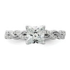 14k White Gold 1/5 carat Lab Grown Diamond VS/SI+ G+ 1 carat Center Princess Semi Mount Engagement Ring