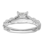 14k White Gold 1/5 carat Lab Grown Diamond VS/SI+ G+ 1 carat Center Princess Semi Mount Engagement Ring