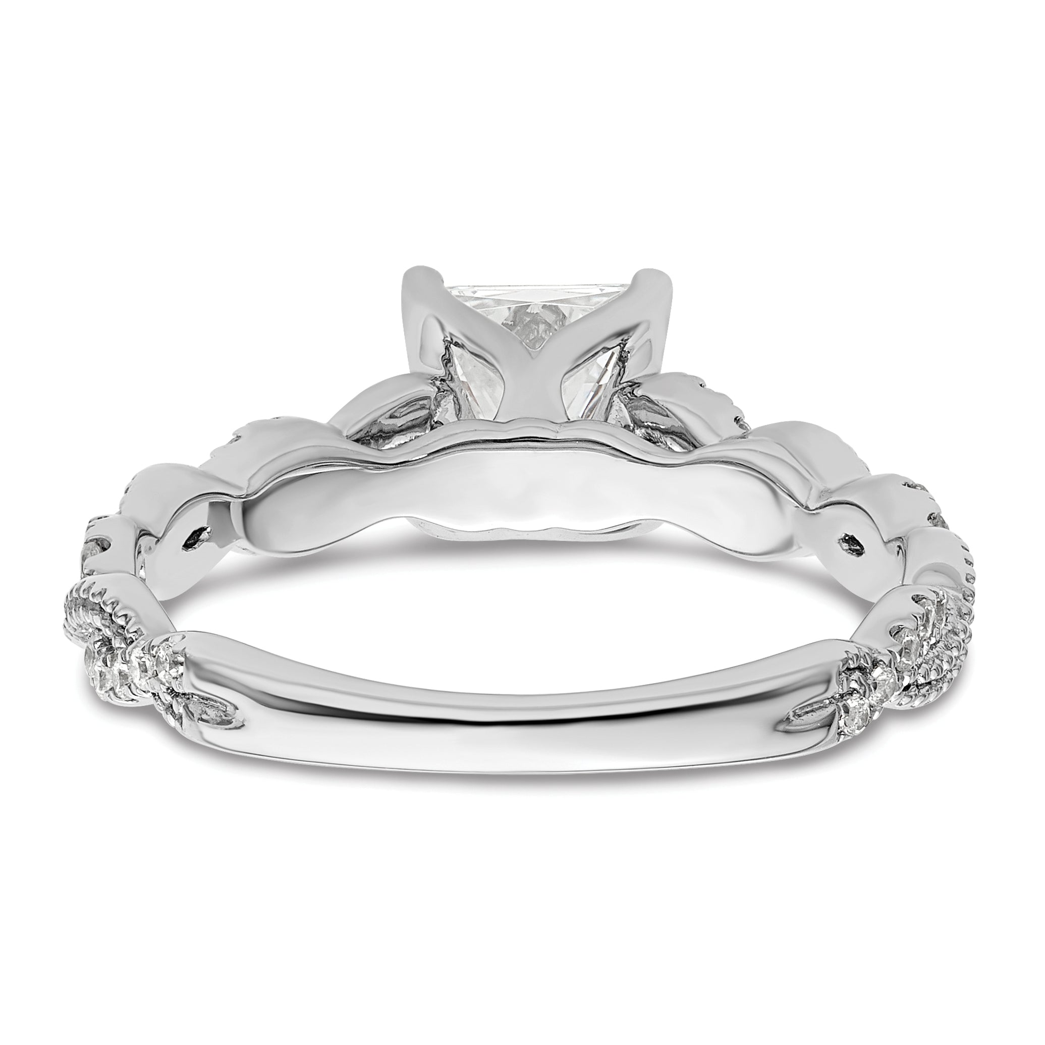 14k White Gold 1/5 carat Lab Grown Diamond VS/SI+ G+ 1 carat Center Princess Semi Mount Engagement Ring