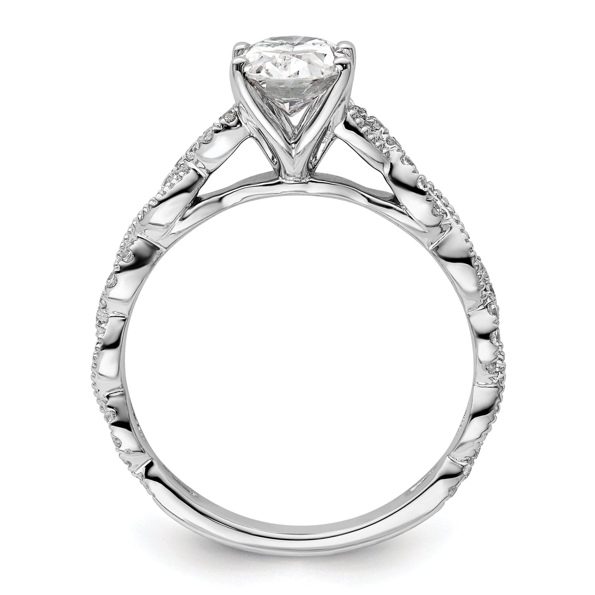 14k White Gold 1/5 carat Lab Grown Diamond VS/SI+ G+ 1 carat Center Oval Semi Mount Engagement Ring Secondary image