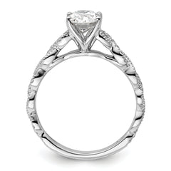 14k White Gold 1/5 carat Lab Grown Diamond VS/SI+ G+ 1 carat Center Oval Semi Mount Engagement Ring