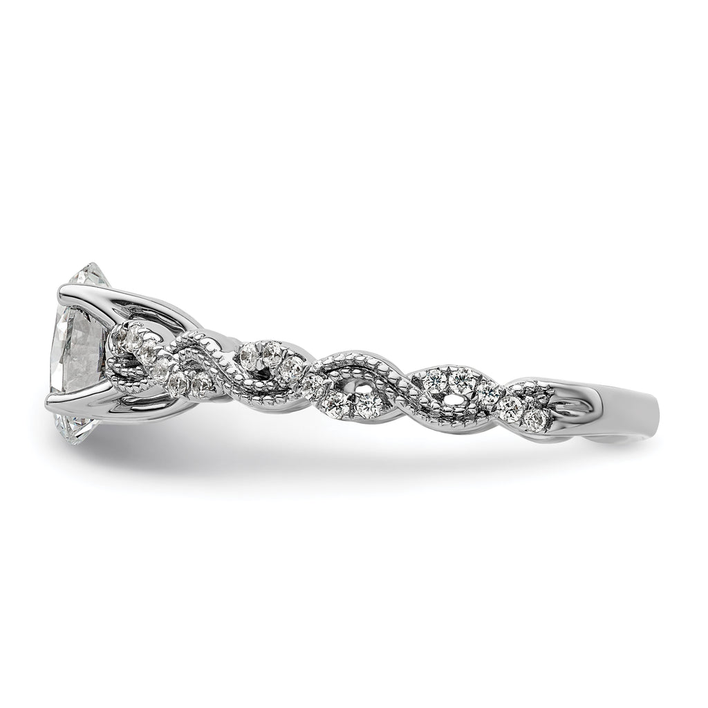 14k White Gold 1/5 carat Lab Grown Diamond VS/SI+ G+ 1 carat Center Oval Semi Mount Engagement Ring
