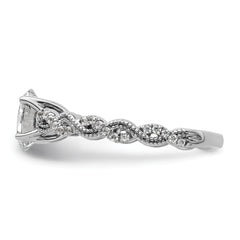14k White Gold 1/5 carat Lab Grown Diamond VS/SI+ G+ 1 carat Center Oval Semi Mount Engagement Ring