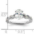 14k White Gold 1/5 carat Lab Grown Diamond VS/SI+ G+ 1 carat Center Oval Semi Mount Engagement Ring