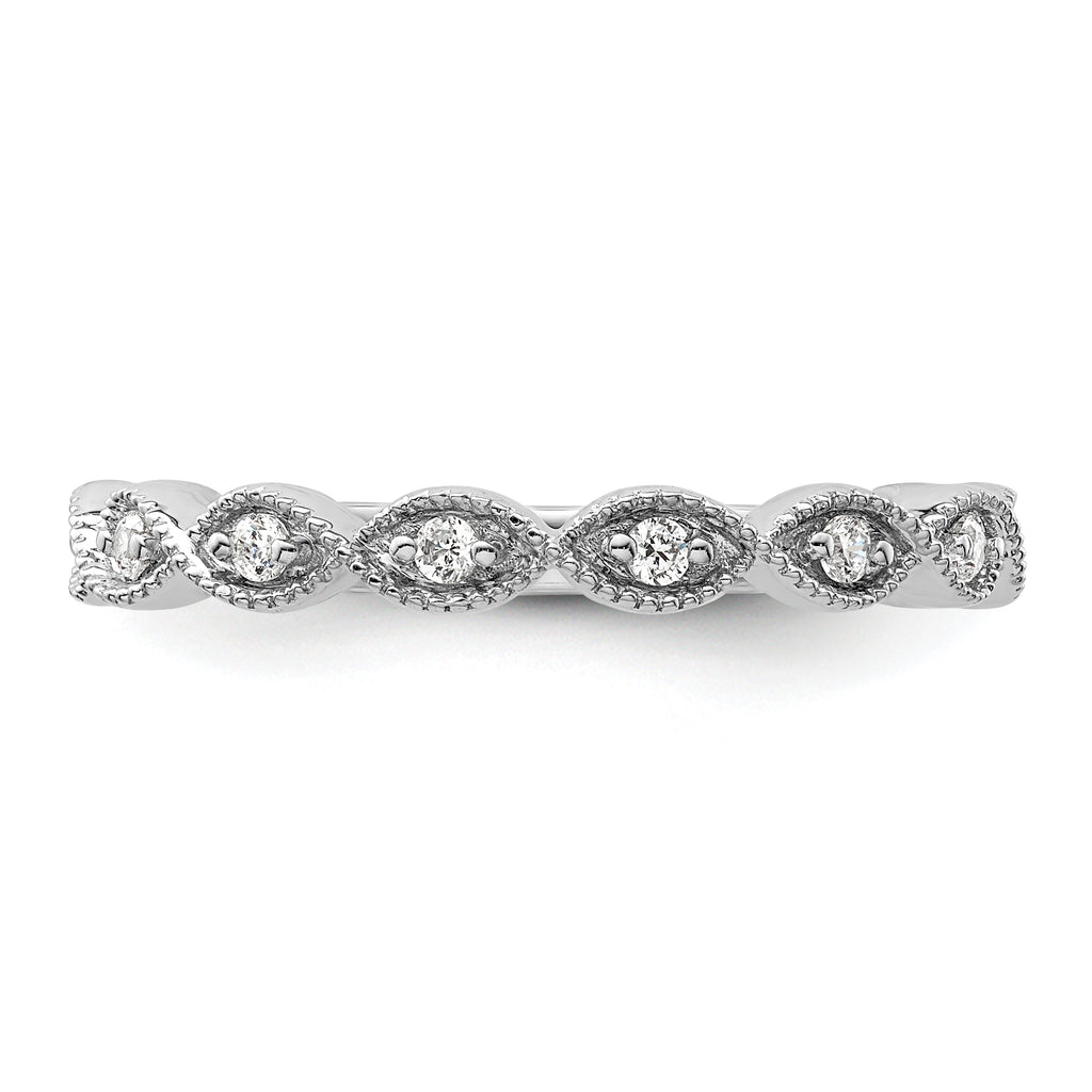 14k White Gold 1/6 carat Lab Grown Diamond VS/SI+ G+ Complete Wedding Band
