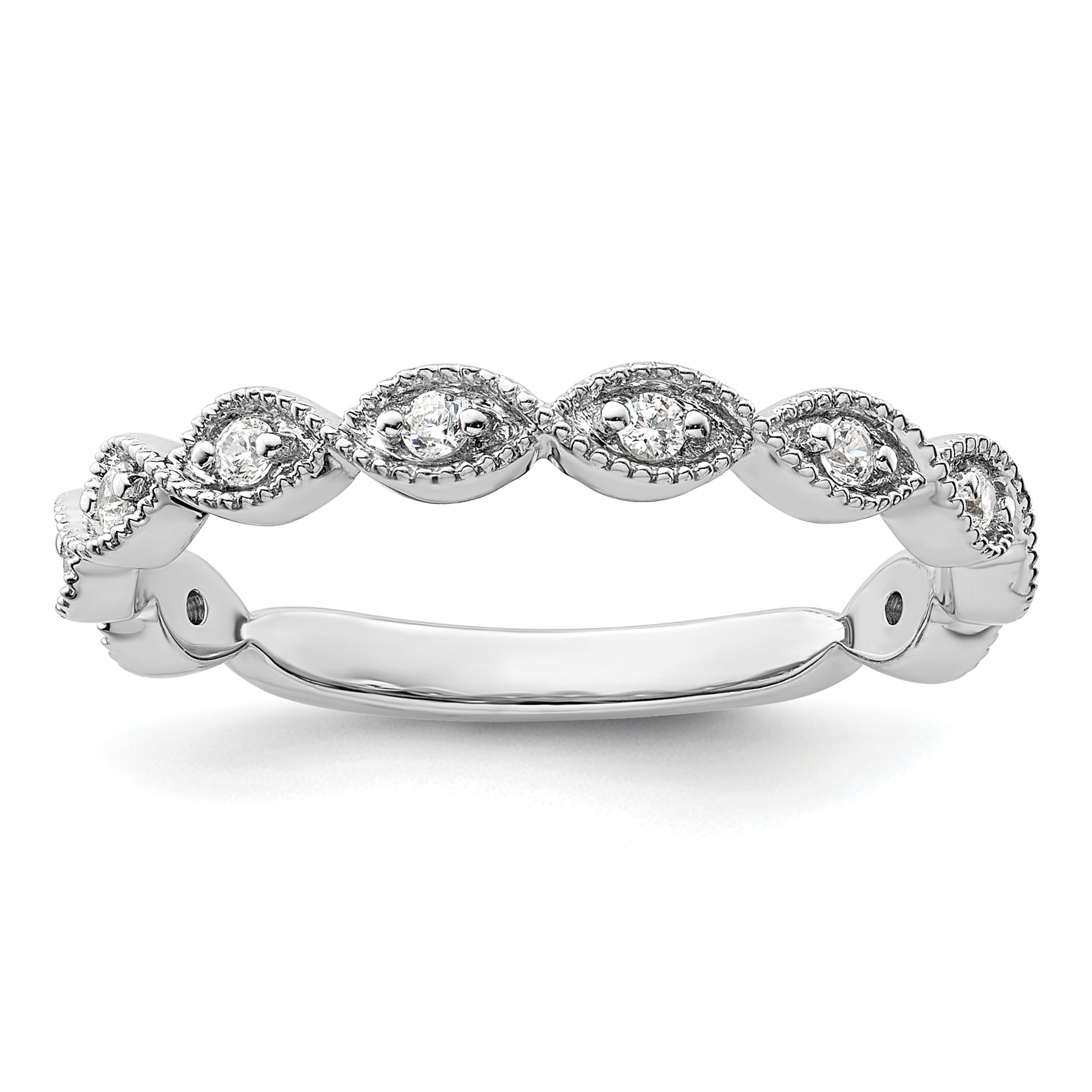 14k White Gold 1/6 carat Lab Grown Diamond VS/SI+ G+ Complete Wedding Band