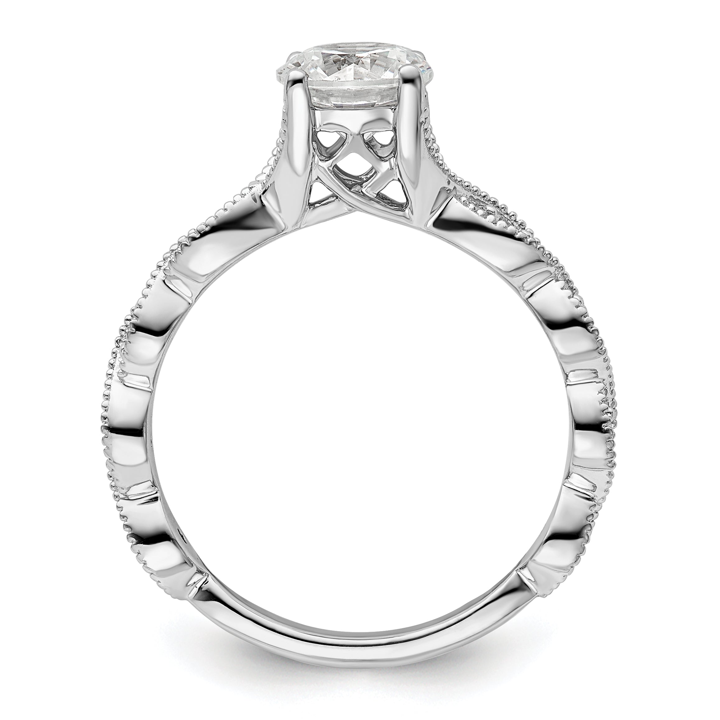14k White Gold 1/8 carat Lab Grown Diamond VS/SI+ G+ 1 carat Center Round Semi Mount Engagement Ring