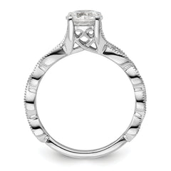 14k White Gold 1/8 carat Lab Grown Diamond VS/SI+ G+ 1 carat Center Round Semi Mount Engagement Ring