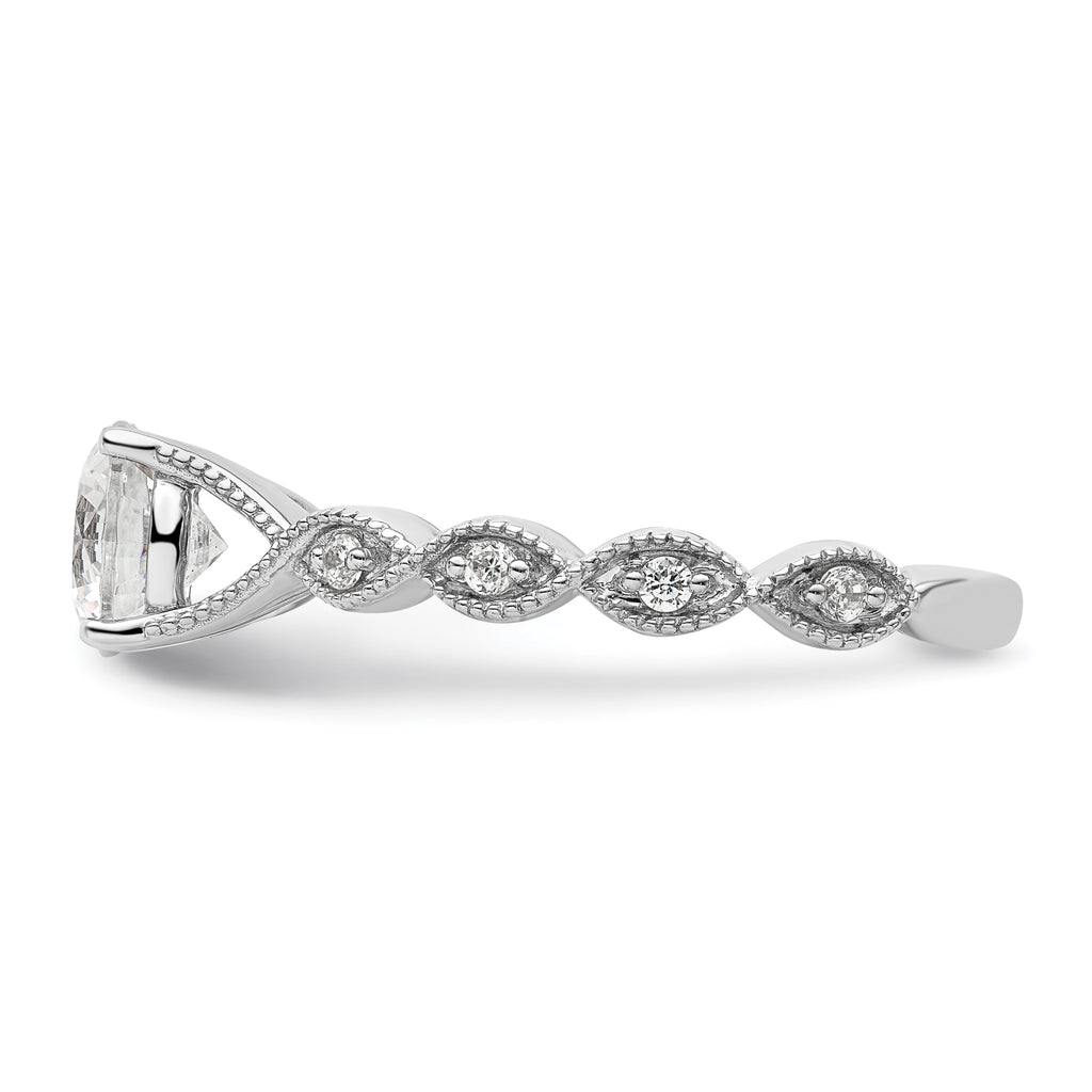 14k White Gold 1/8 carat Lab Grown Diamond VS/SI+ G+ 1 carat Center Round Semi Mount Engagement Ring