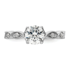 14k White Gold 1/8 carat Lab Grown Diamond VS/SI+ G+ 1 carat Center Round Semi Mount Engagement Ring