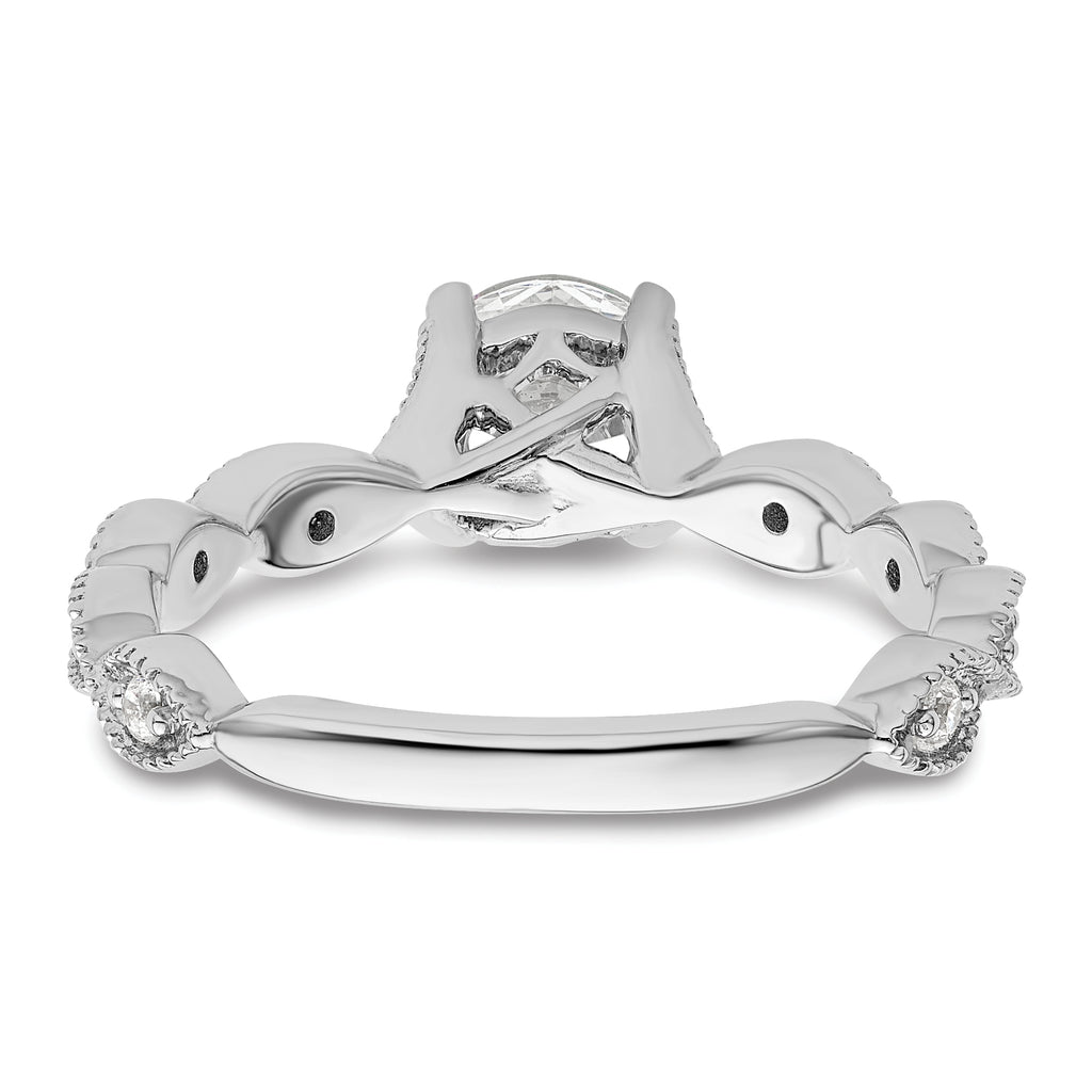 14k White Gold 1/8 carat Lab Grown Diamond VS/SI+ G+ 1 carat Center Round Semi Mount Engagement Ring