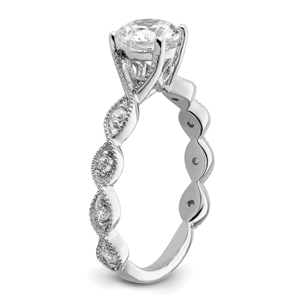 14k White Gold 1/8 carat Lab Grown Diamond VS/SI+ G+ 1 carat Center Round Semi Mount Engagement Ring
