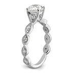 14k White Gold 1/8 carat Lab Grown Diamond VS/SI+ G+ 1 carat Center Round Semi Mount Engagement Ring