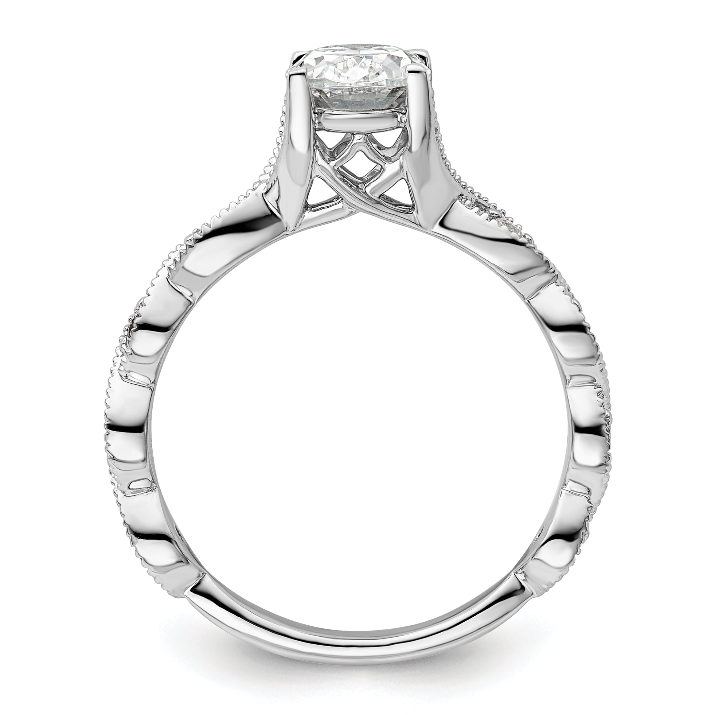 14k White Gold 1/8 carat Lab Grown Diamond VS/SI+ G+ 1 carat Center Oval Semi Mount Engagement Ring Secondary image