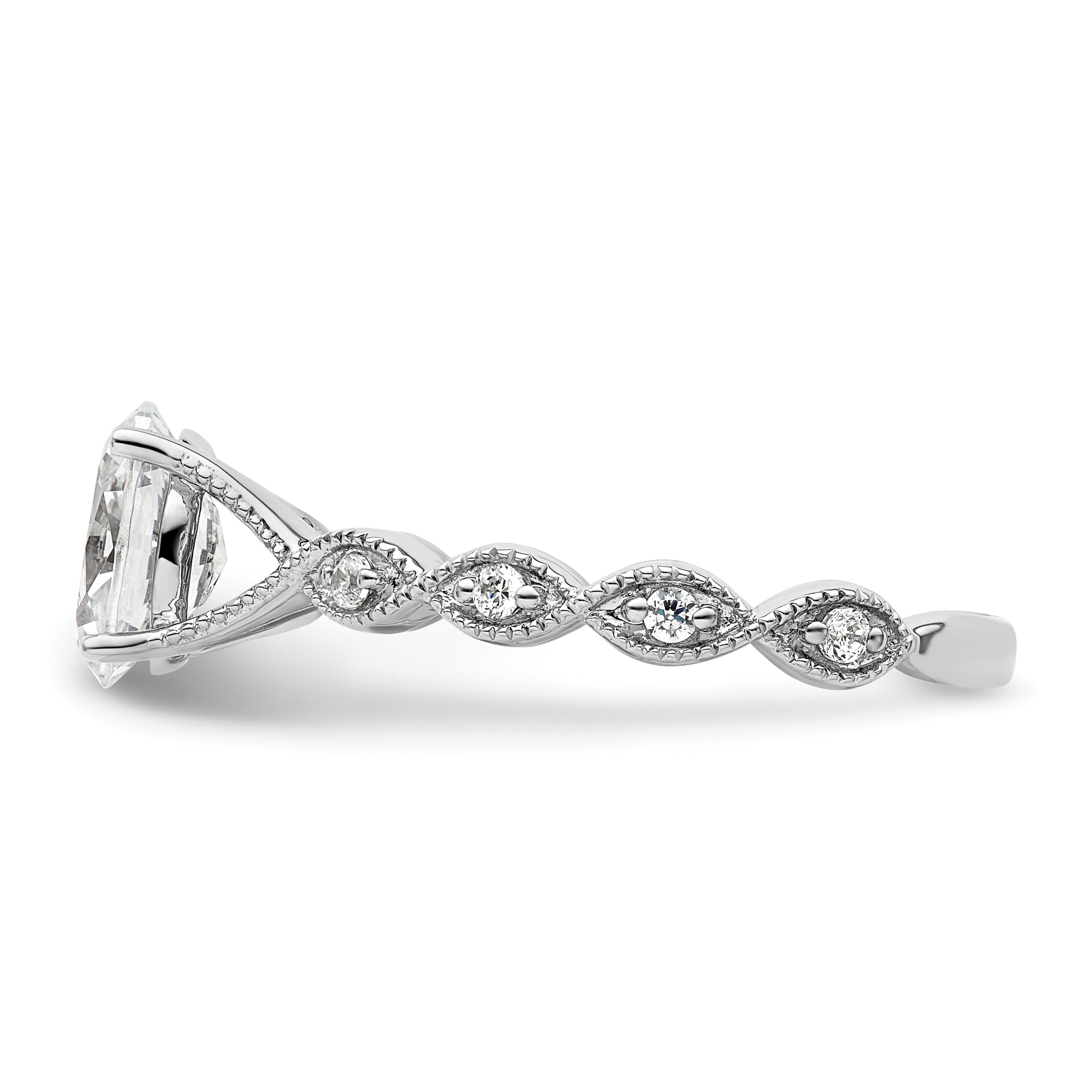 14k White Gold 1/8 carat Lab Grown Diamond VS/SI+ G+ 1 carat Center Oval Semi Mount Engagement Ring