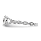 14k White Gold 1/8 carat Lab Grown Diamond VS/SI+ G+ 1 carat Center Oval Semi Mount Engagement Ring