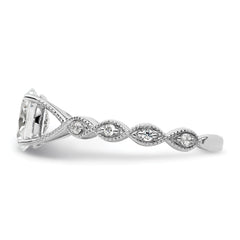 14k White Gold 1/8 carat Lab Grown Diamond VS/SI+ G+ 1 carat Center Oval Semi Mount Engagement Ring