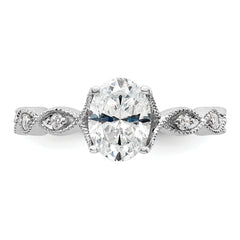 14k White Gold 1/8 carat Lab Grown Diamond VS/SI+ G+ 1 carat Center Oval Semi Mount Engagement Ring