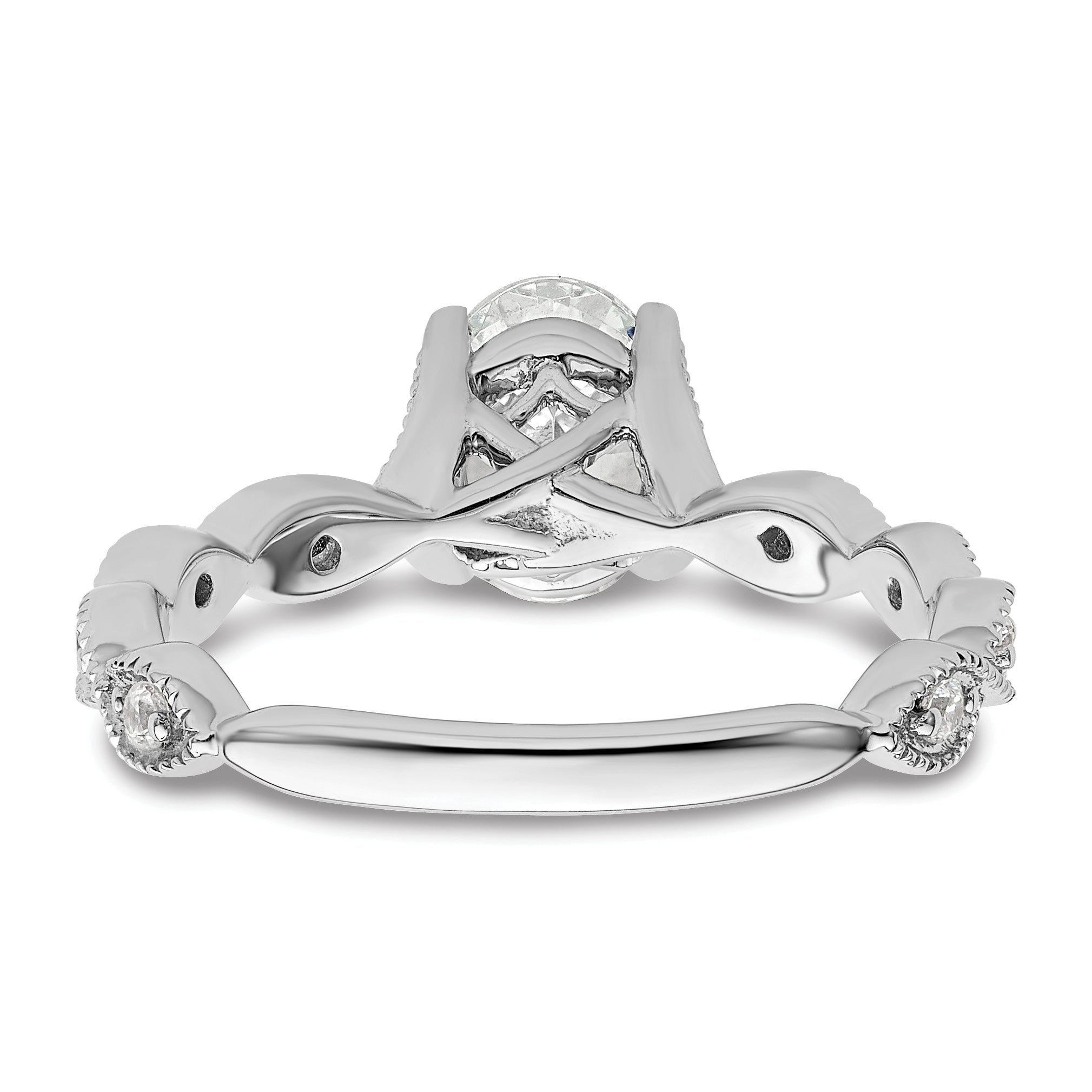 14k White Gold 1/8 carat Lab Grown Diamond VS/SI+ G+ 1 carat Center Oval Semi Mount Engagement Ring