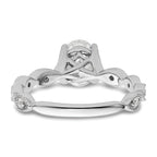 14k White Gold 1/8 carat Lab Grown Diamond VS/SI+ G+ 1 carat Center Oval Semi Mount Engagement Ring