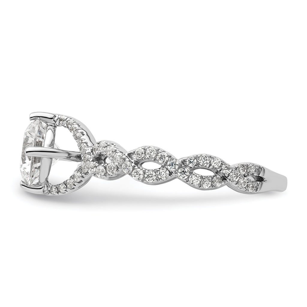 14k White Gold 1/2 carat Lab Grown Diamond VS/SI+ G+ 1 carat Center Round Semi Mount Engagement Ring