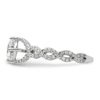 14k White Gold 1/2 carat Lab Grown Diamond VS/SI+ G+ 1 carat Center Round Semi Mount Engagement Ring