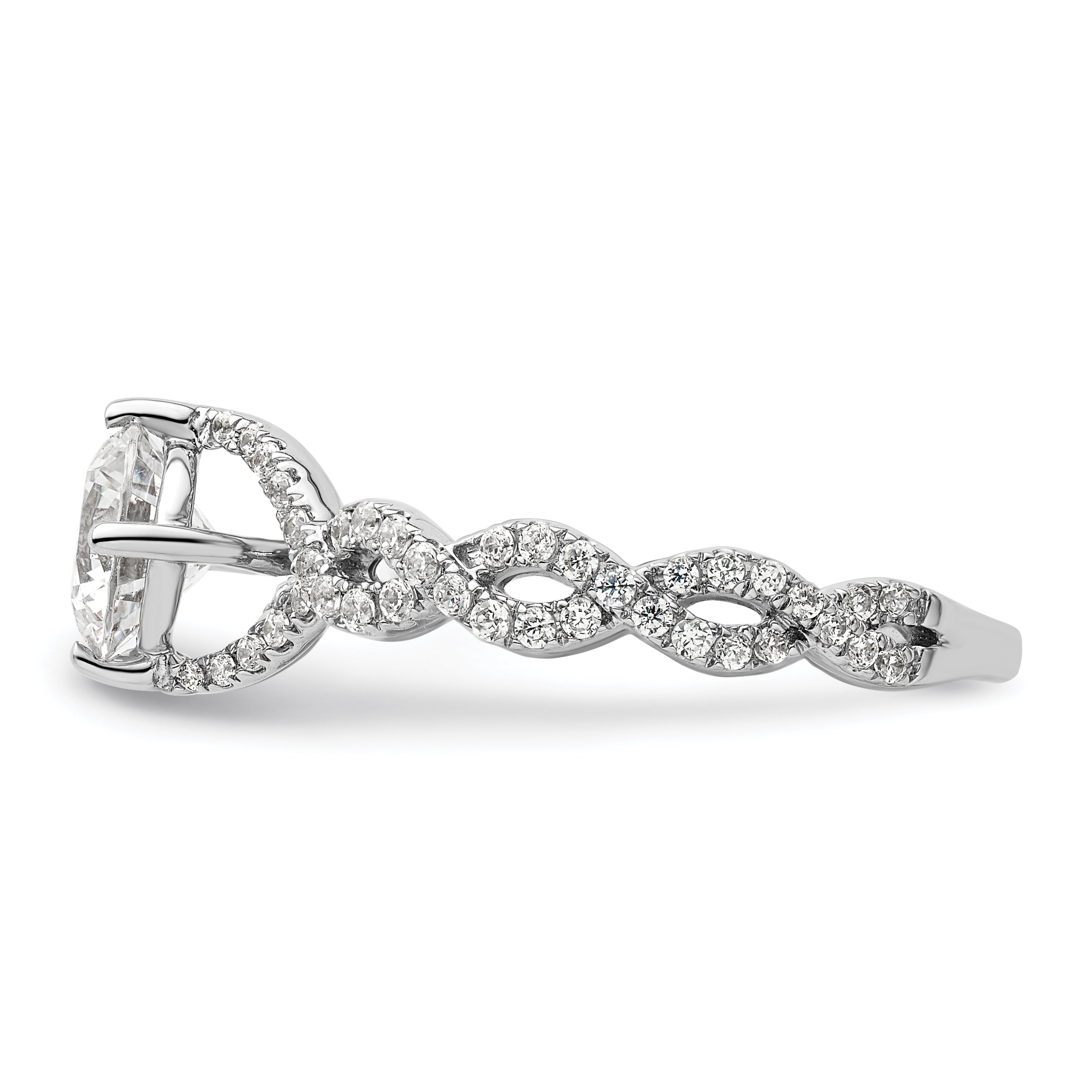 14k White Gold 1/2 carat Lab Grown Diamond VS/SI+ G+ 1 carat Center Round Semi Mount Engagement Ring