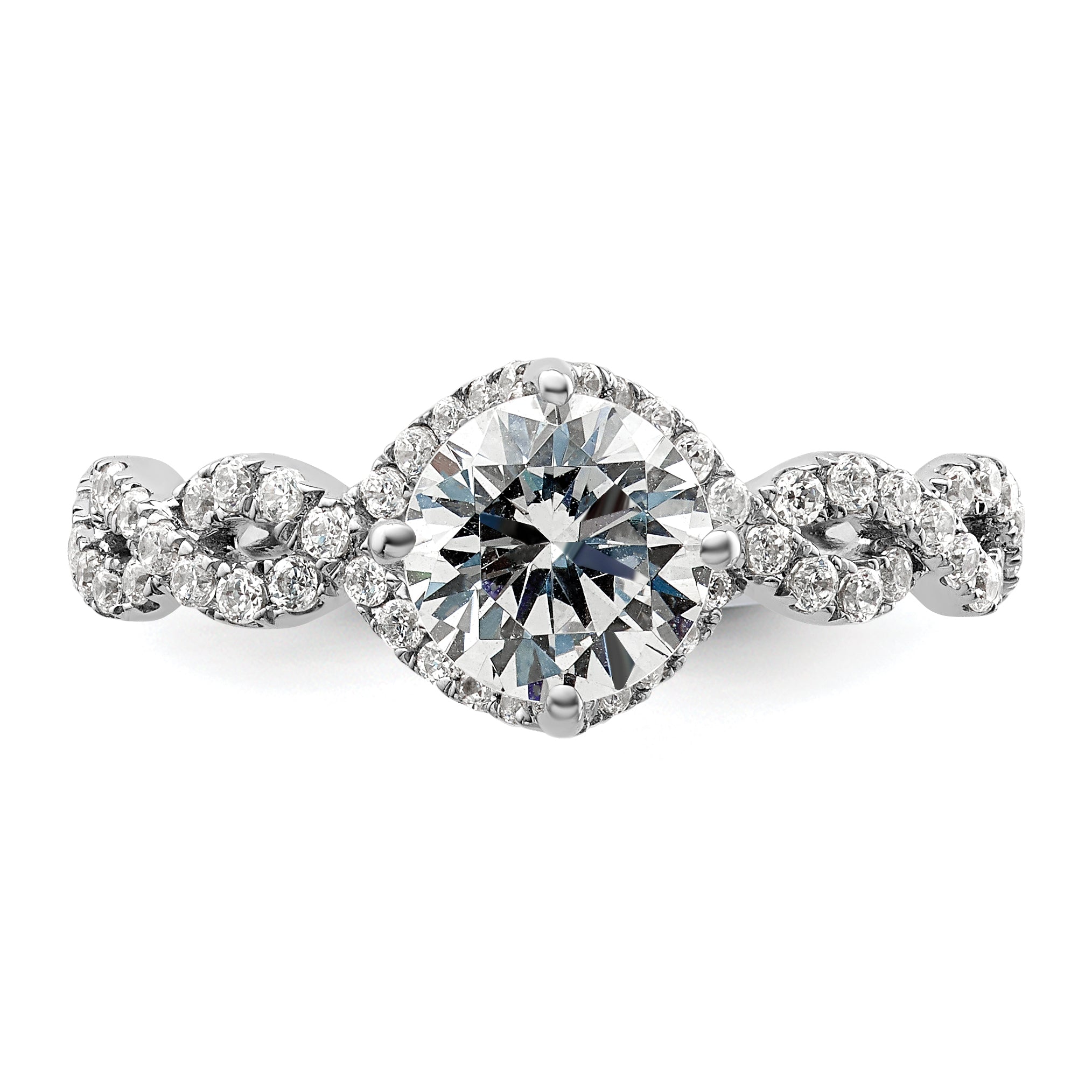 14k White Gold 1/2 carat Lab Grown Diamond VS/SI+ G+ 1 carat Center Round Semi Mount Engagement Ring