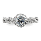 14k White Gold 1/2 carat Lab Grown Diamond VS/SI+ G+ 1 carat Center Round Semi Mount Engagement Ring