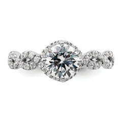 14k White Gold 1/2 carat Lab Grown Diamond VS/SI+ G+ 1 carat Center Round Semi Mount Engagement Ring