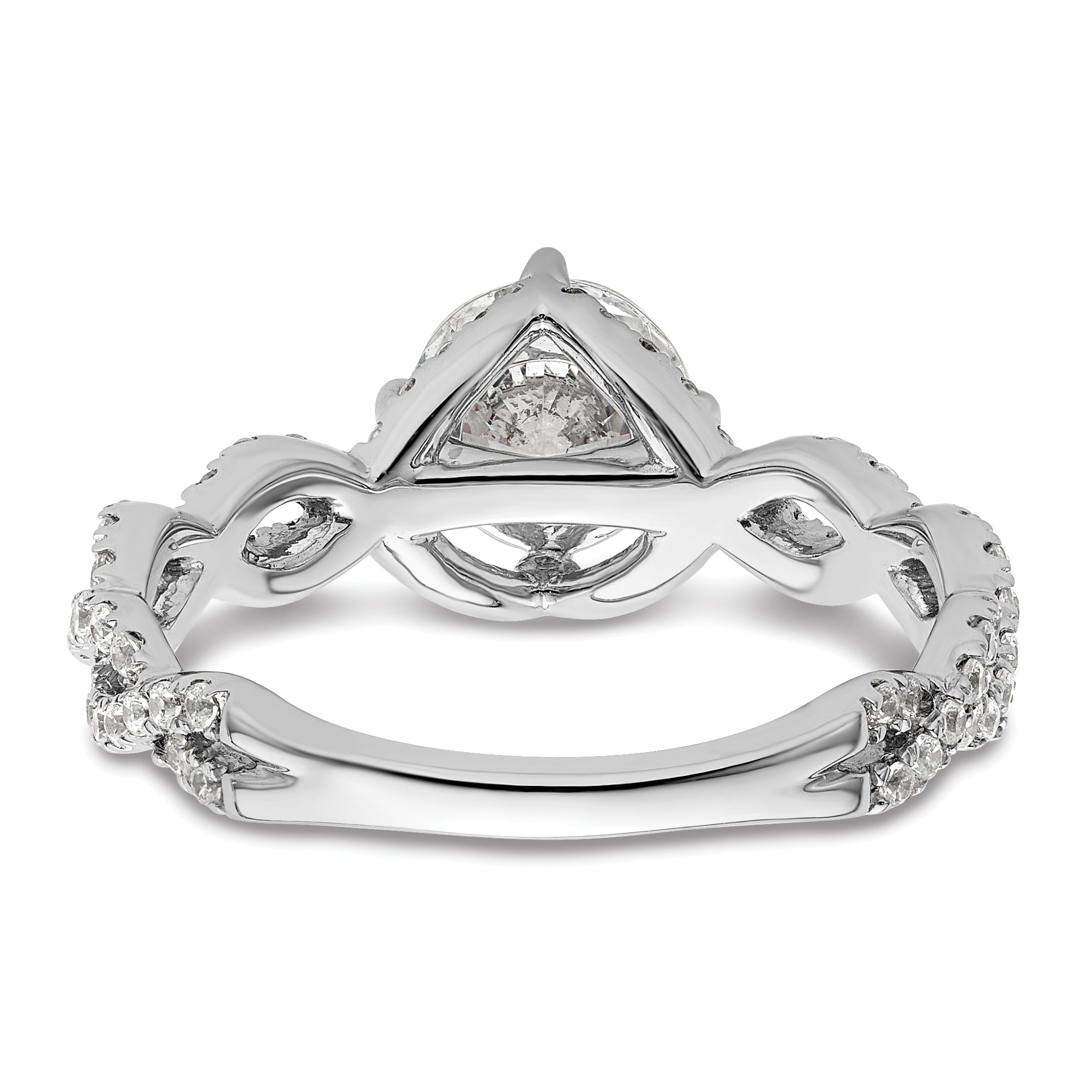 14k White Gold 1/2 carat Lab Grown Diamond VS/SI+ G+ 1 carat Center Round Semi Mount Engagement Ring